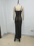 Sheer Mesh Sparkle Maxi Dress H7117