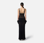 Sheer Panel Black Maxi Dress H6844