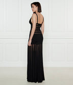 Sheer Panel Black Maxi Dress H6844