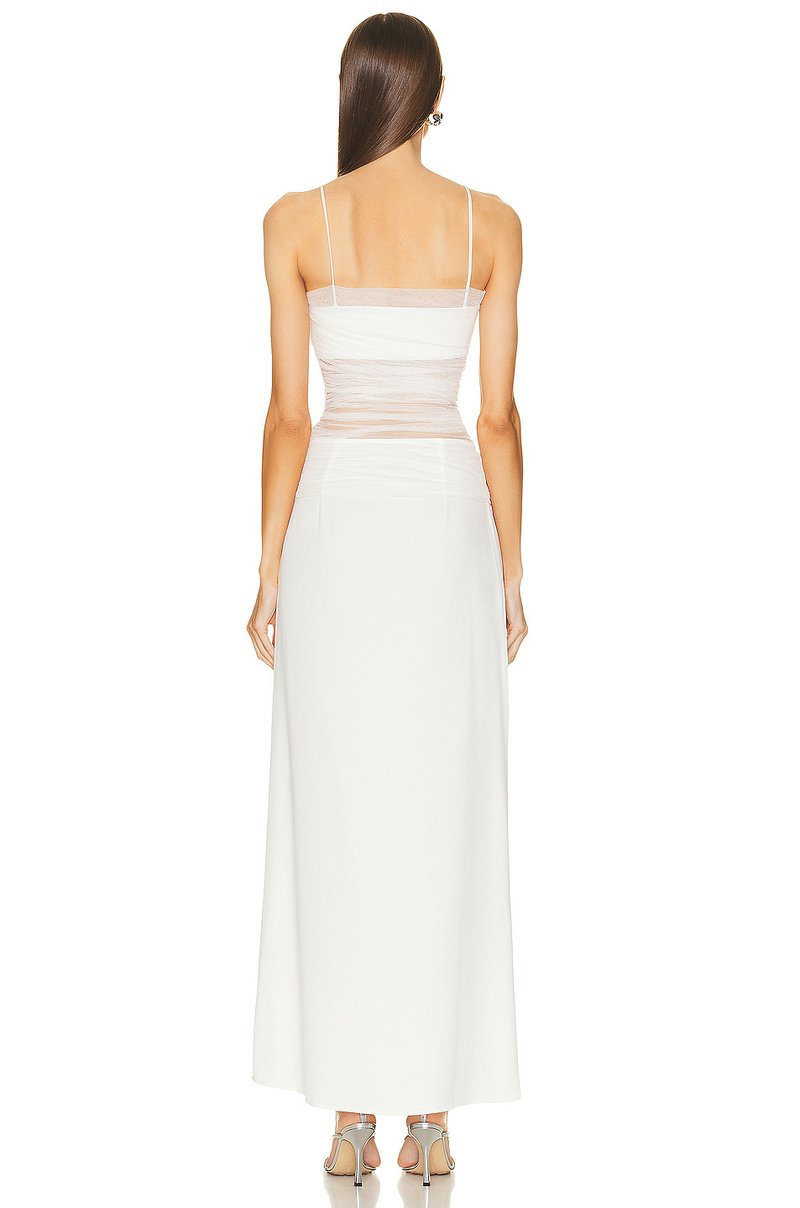 Sheer Panel Brown Maxi Dress H5812
