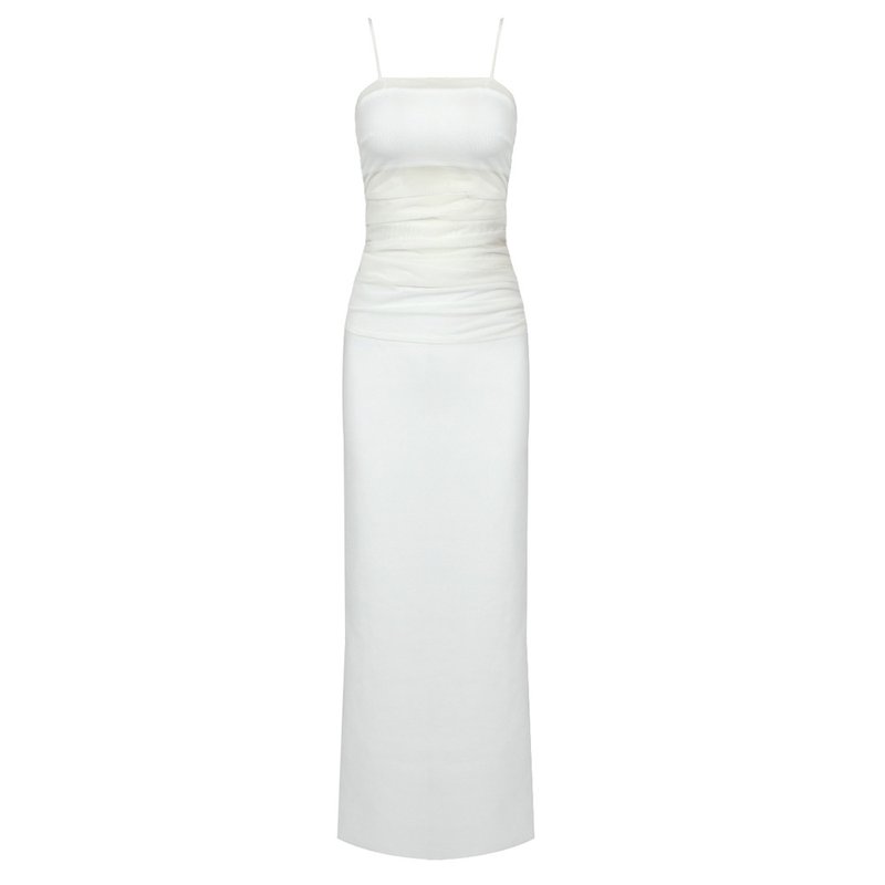 Sheer Panel Brown Maxi Dress H5812