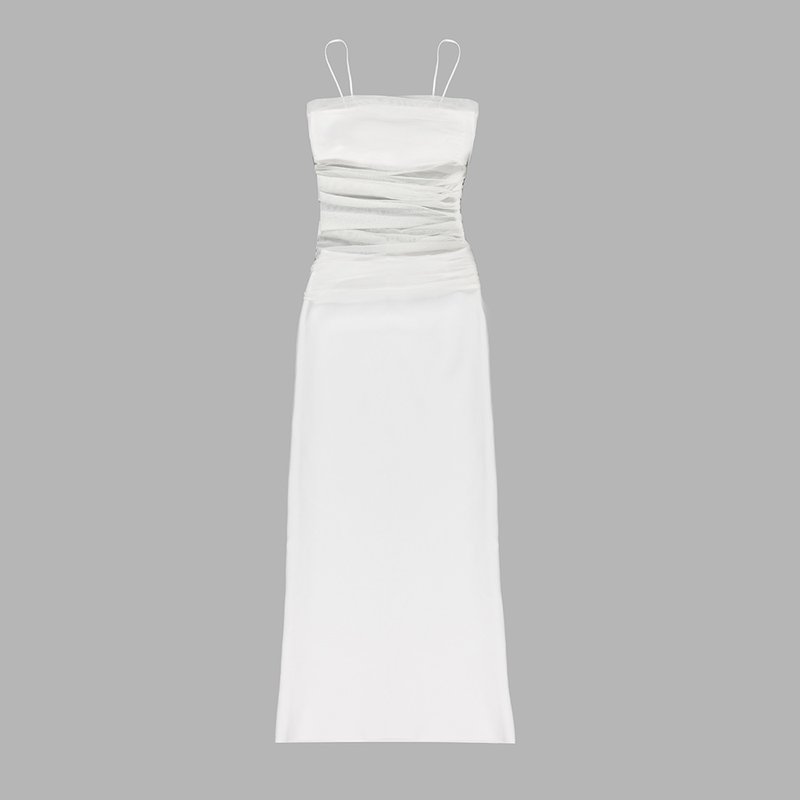 Sheer Panel Brown Maxi Dress H5812