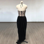Sheer Polka Dot Velvet Maxi Dress H6405