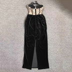 Sheer Polka Dot Velvet Maxi Dress H6405