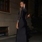 Sheer Sleeve Beaded Midi Dress H6080