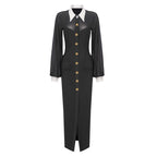Sheer Sleeve Button Front Midi Dress H6309