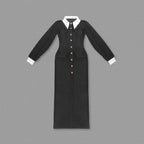 Sheer Sleeve Button Front Midi Dress H6309