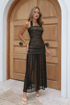 Sheer Striped Maxi Dress H7087