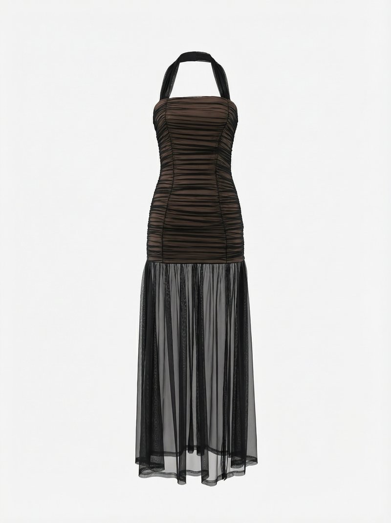 Sheer Striped Maxi Dress H7087