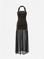 Sheer Striped Maxi Dress H7087