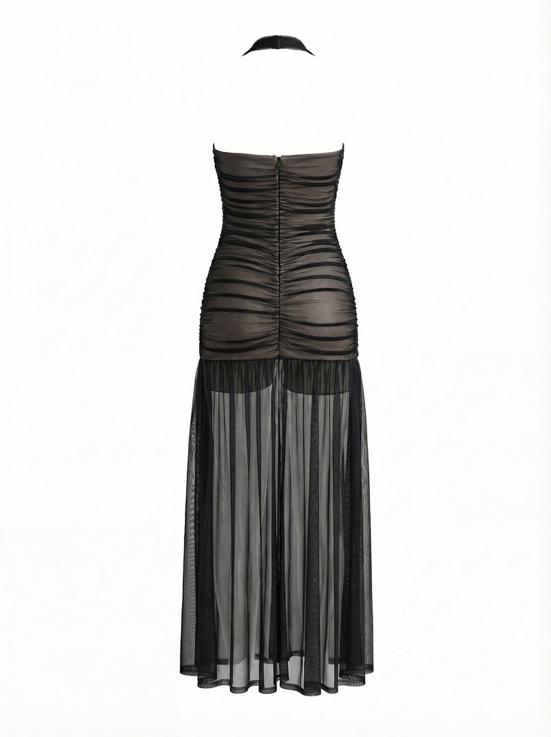 Sheer Striped Maxi Dress H7087
