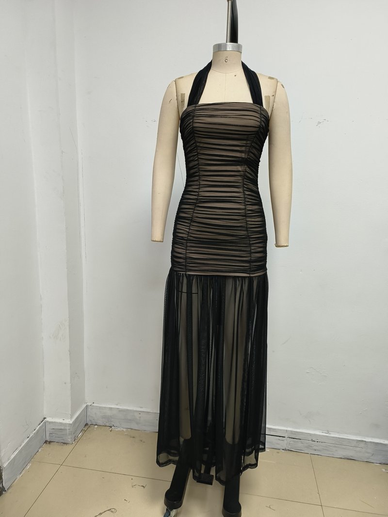 Sheer Striped Maxi Dress H7087