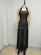 Sheer Striped Maxi Dress H7087