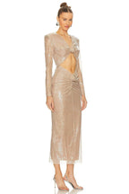 Shimmer Cutout Crop Top & Skirt Set H6176