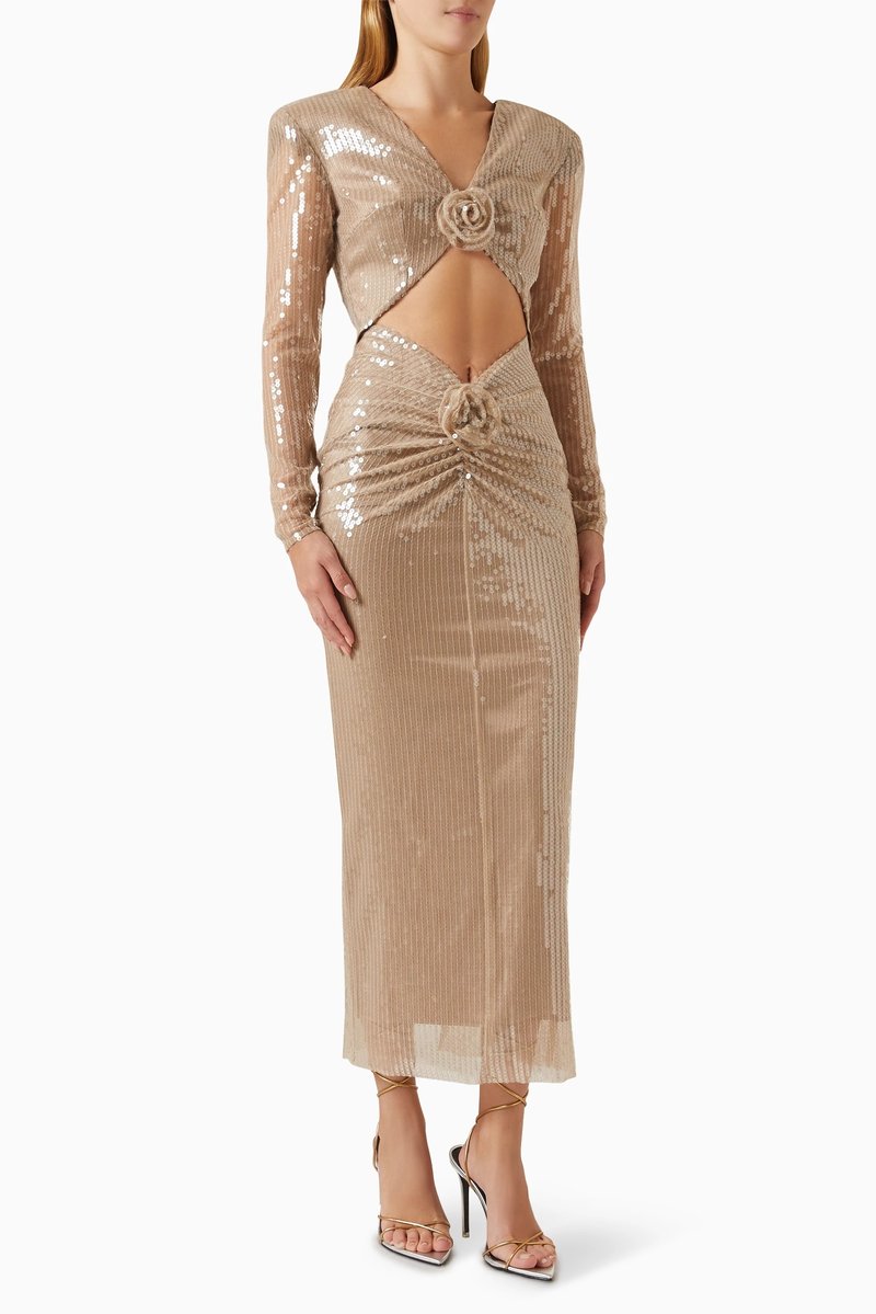 Shimmer Cutout Crop Top & Skirt Set H6176