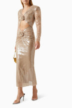 Shimmer Cutout Crop Top & Skirt Set H6176