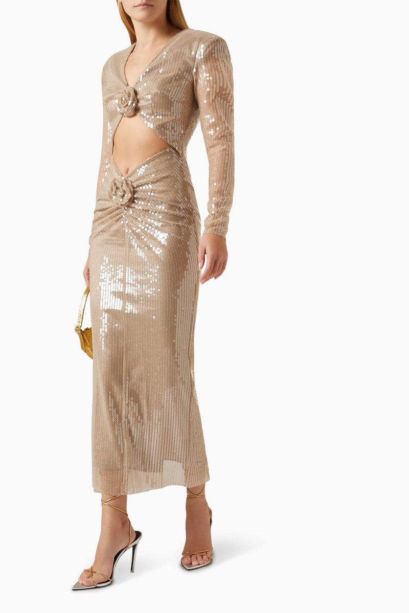Shimmer Cutout Crop Top & Skirt Set H6176
