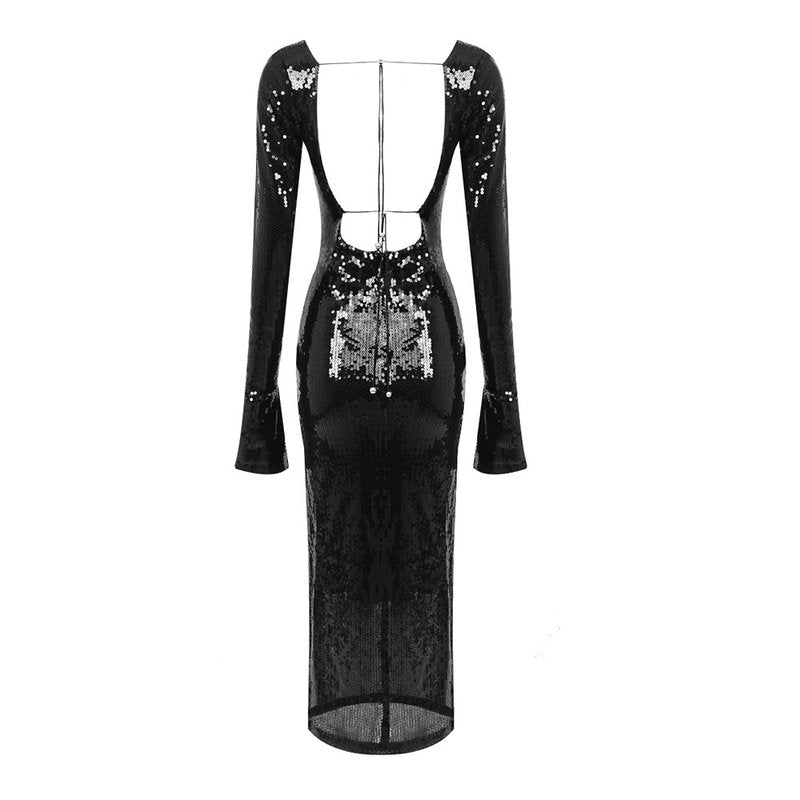 Shimmering Sleeveless Midi Dress H5194