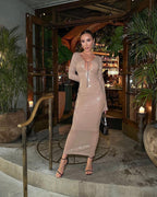 Shimmering Sleeveless Midi Dress H5194