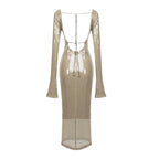 Shimmering Sleeveless Midi Dress H5194