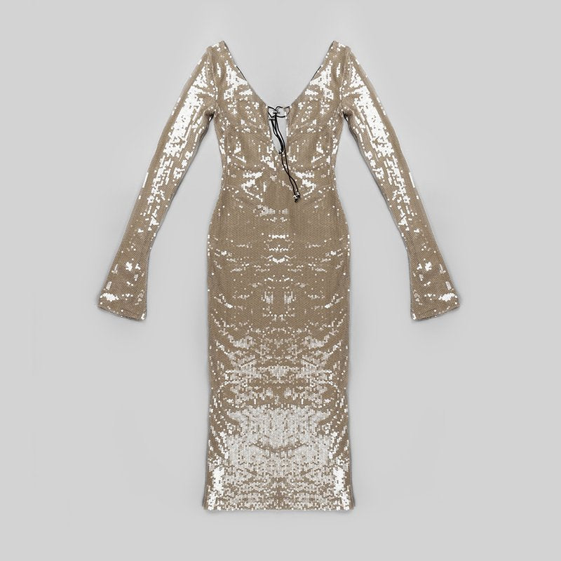 Shimmering Sleeveless Midi Dress H5194