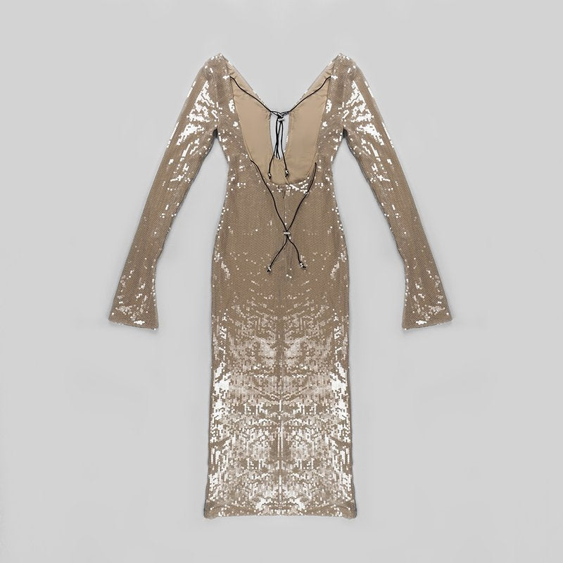 Shimmering Sleeveless Midi Dress H5194