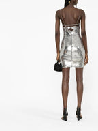 Silver Sequin Cutout Mini Dress H5967