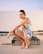 Silver Sequin Cutout Mini Dress H5967
