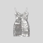 Silver Sequin Cutout Mini Dress H5967