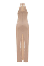 Silver Sequin Halter Maxi Dress H6663