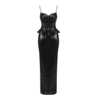 Silver Sequin Strapless Gown H7095