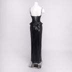 Silver Sequin Strapless Gown H7095