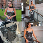 Silver Sequin Strapless Gown H7095