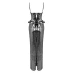 Silver Sequin Strapless Gown H7095