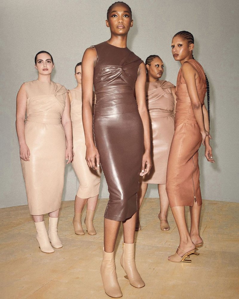 Sleek Brown Leather Sleeveless Dress H4567