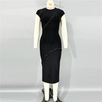Sleeveless Black Bandage Midi Dress H6791