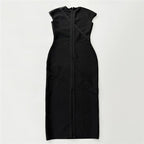 Sleeveless Black Bandage Midi Dress H6791