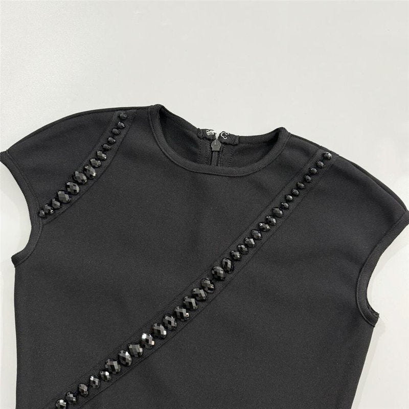 Sleeveless Black Bandage Midi Dress H6791