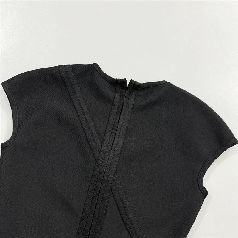 Sleeveless Black Bandage Midi Dress H6791