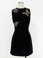 Sleeveless Embellished Butterfly Mini Dress H6630