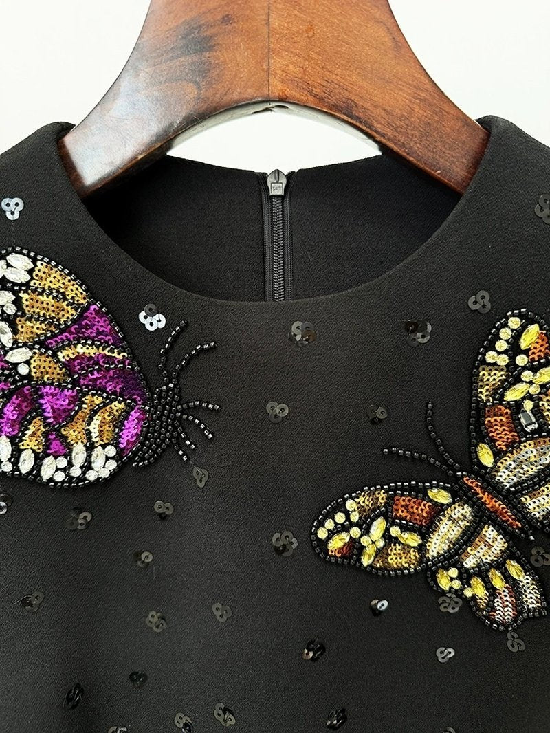 Sleeveless Embellished Butterfly Mini Dress H6630