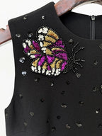Sleeveless Embellished Butterfly Mini Dress H6630