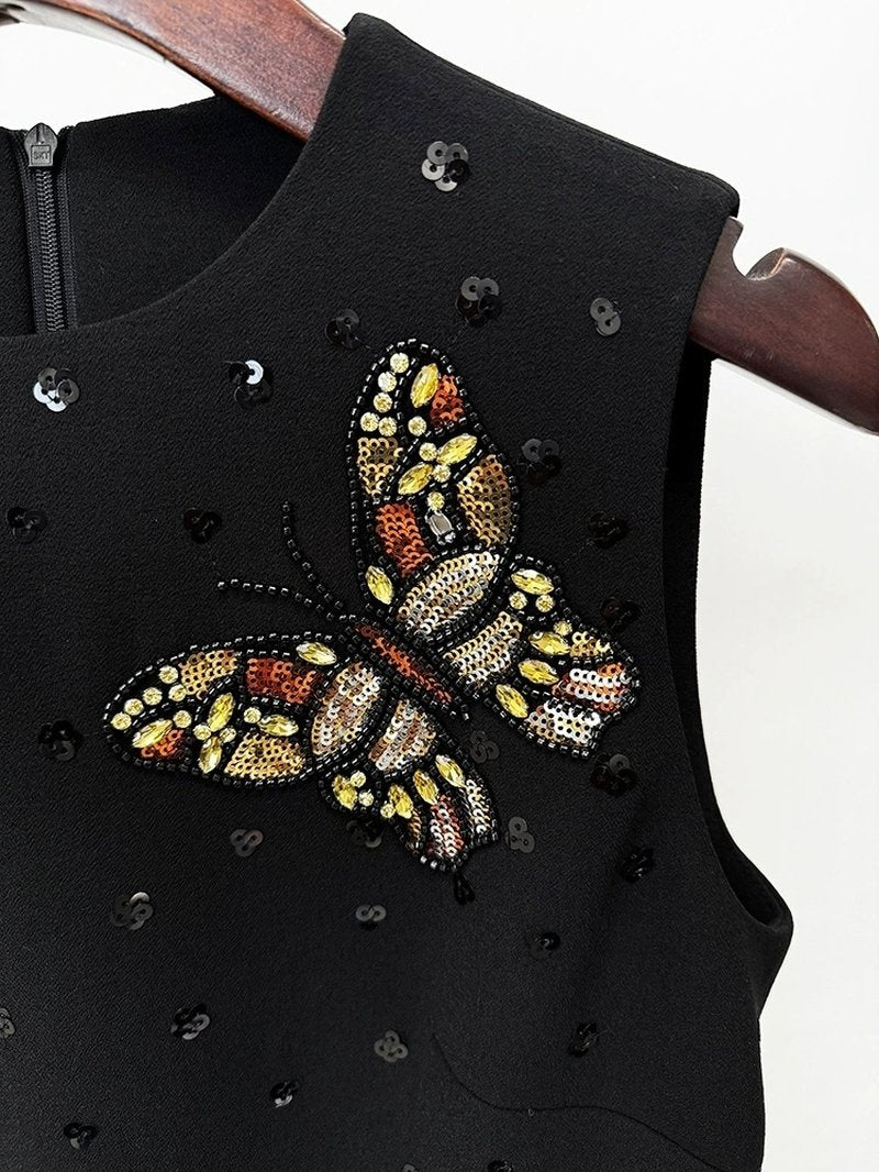 Sleeveless Embellished Butterfly Mini Dress H6630