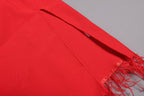Sleeveless Feather Trim Satin Midi Dress H4805