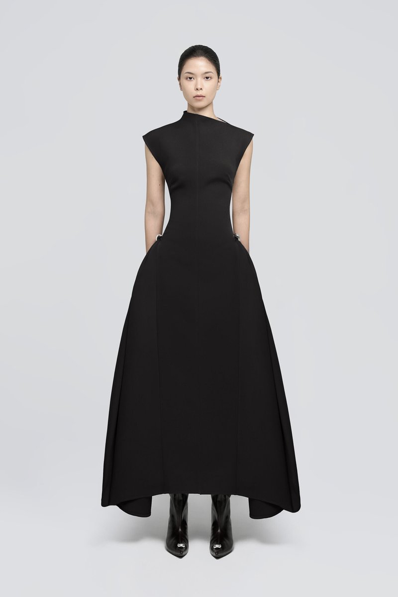 Sleeveless High Neck Maxi Dress H6614