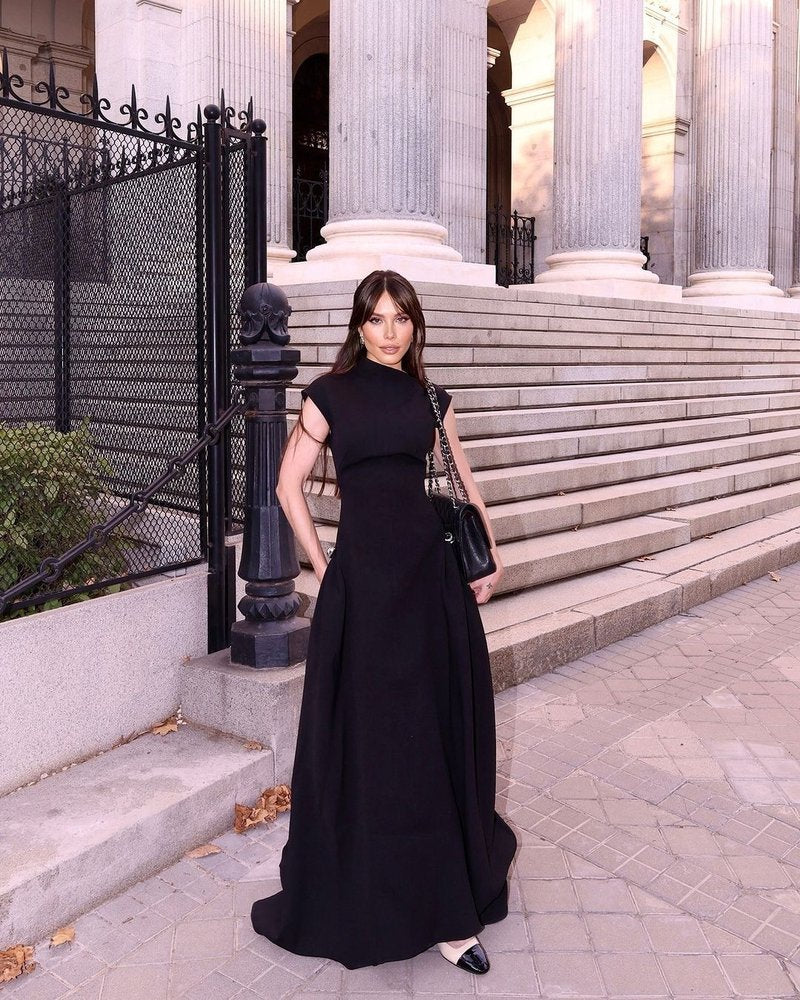 Sleeveless High Neck Maxi Dress H6614