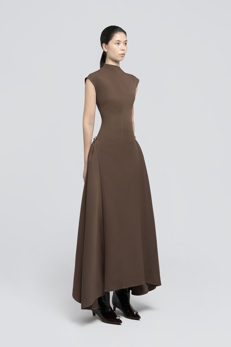 Sleeveless High Neck Maxi Dress H6614