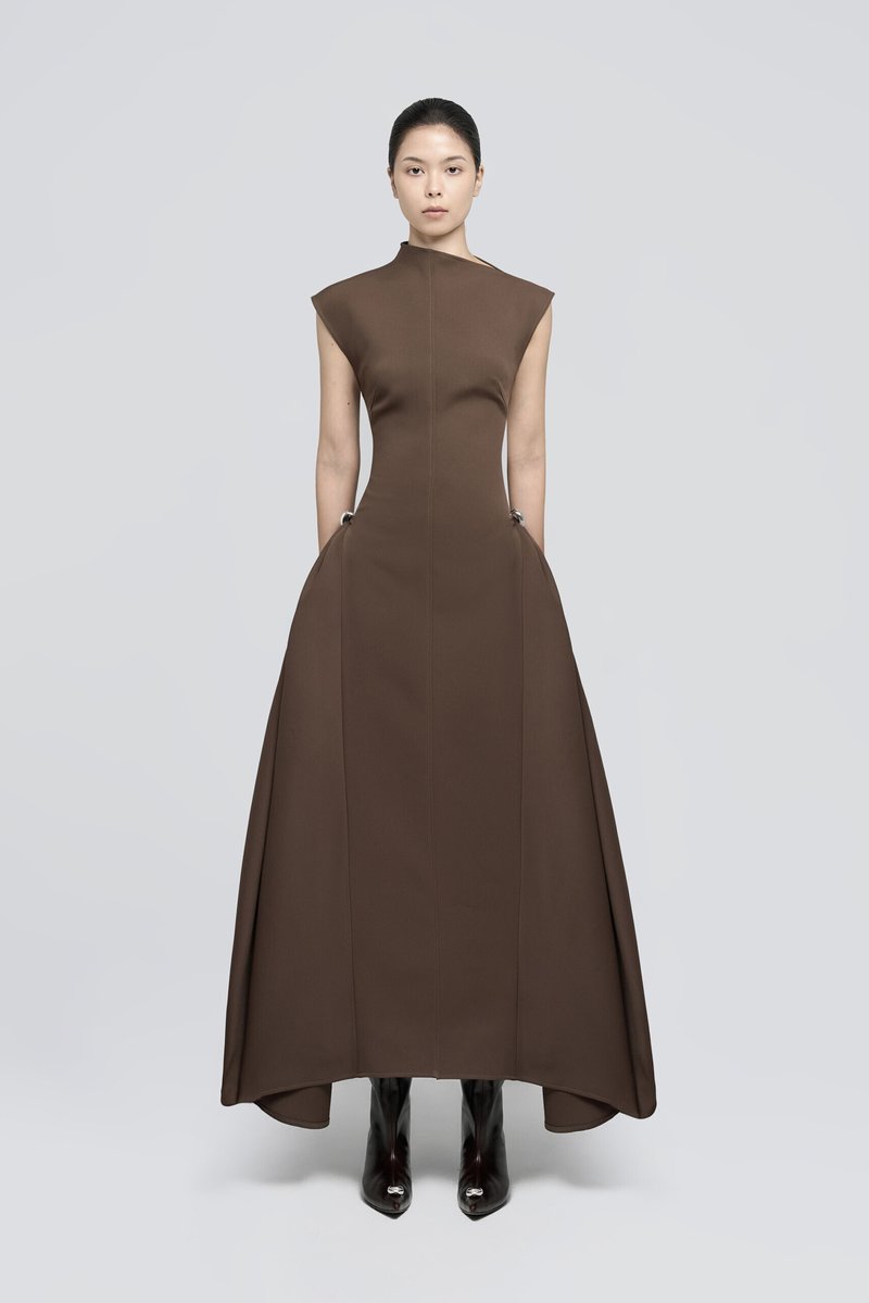 Sleeveless High Neck Maxi Dress H6614