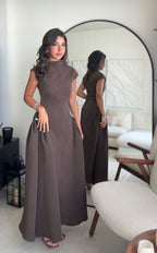 Sleeveless High Neck Maxi Dress H6614
