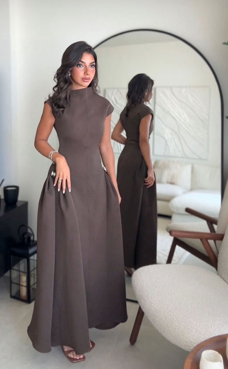 Sleeveless High Neck Maxi Dress H6614